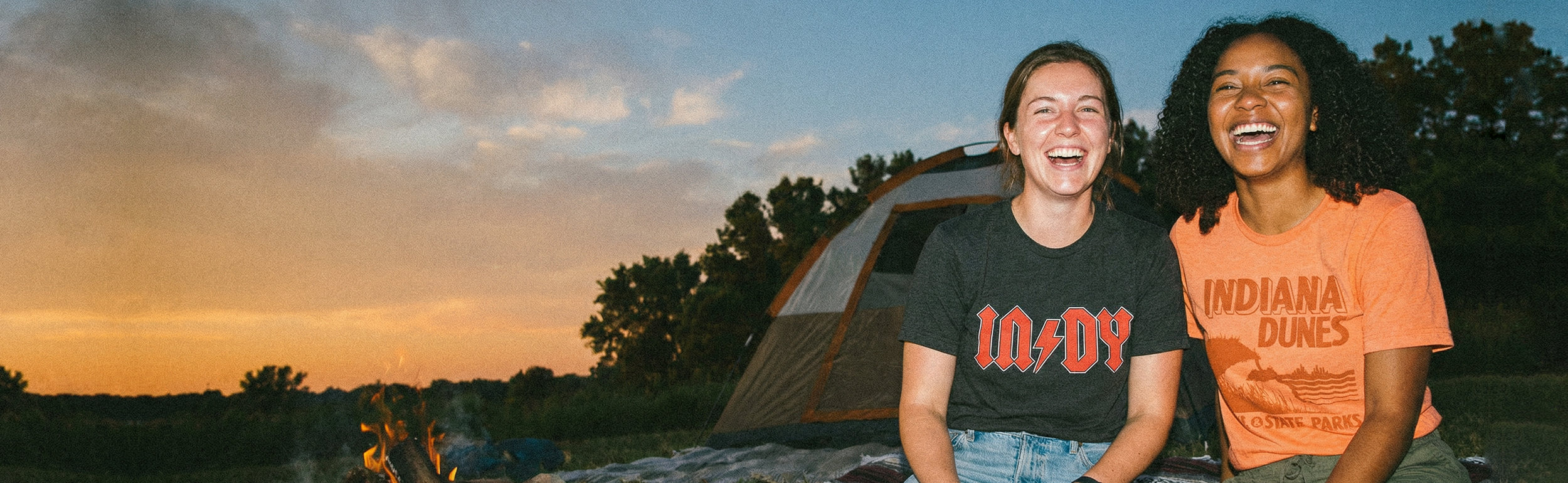 Two girls wearing Indiana apparel from HomeTown Riot