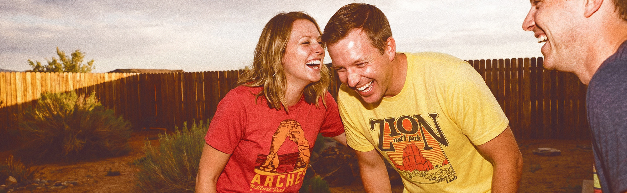 3 people wearing HomeTown Riot gear that is Utah themed